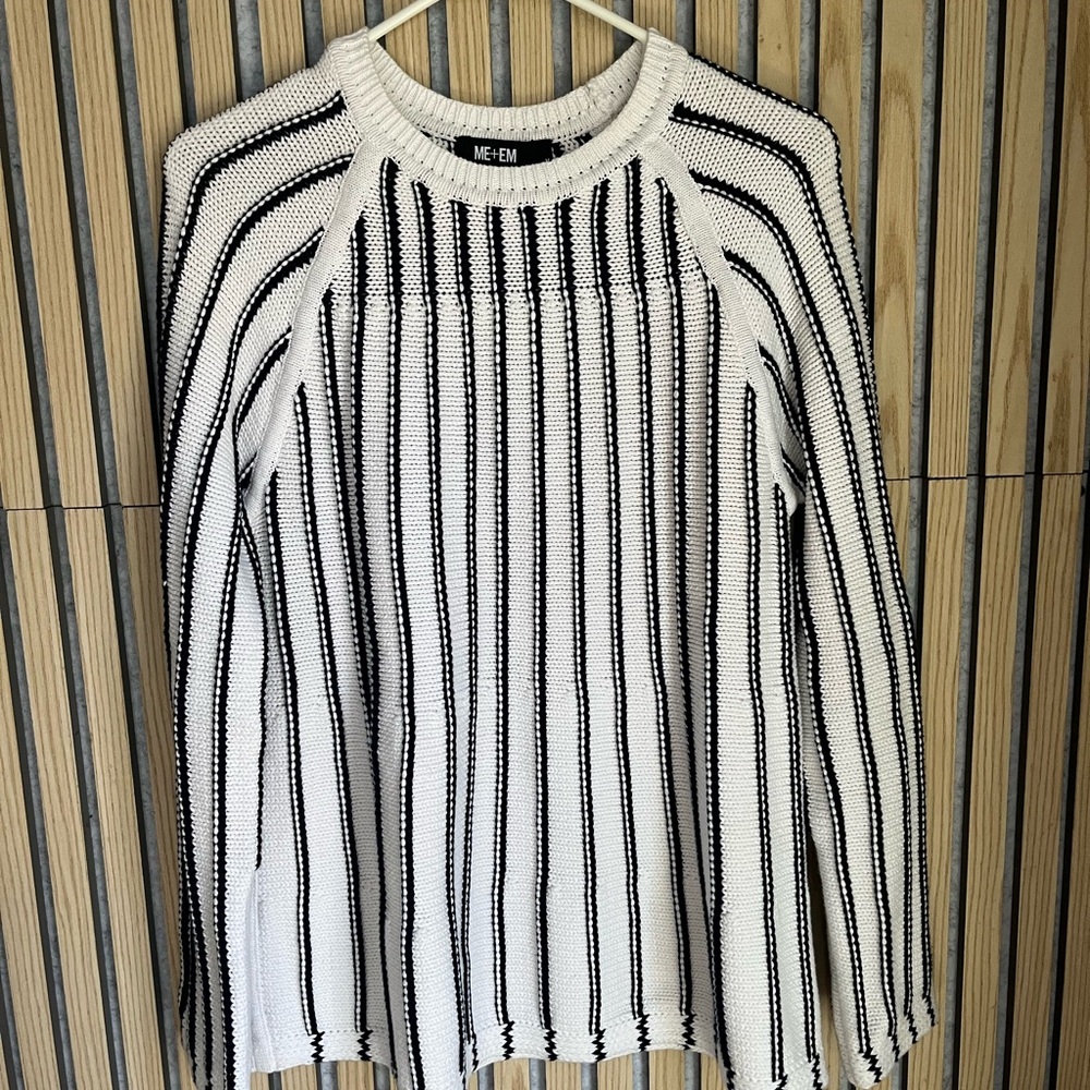 ME+EM Monochrome Striped Knit Top
